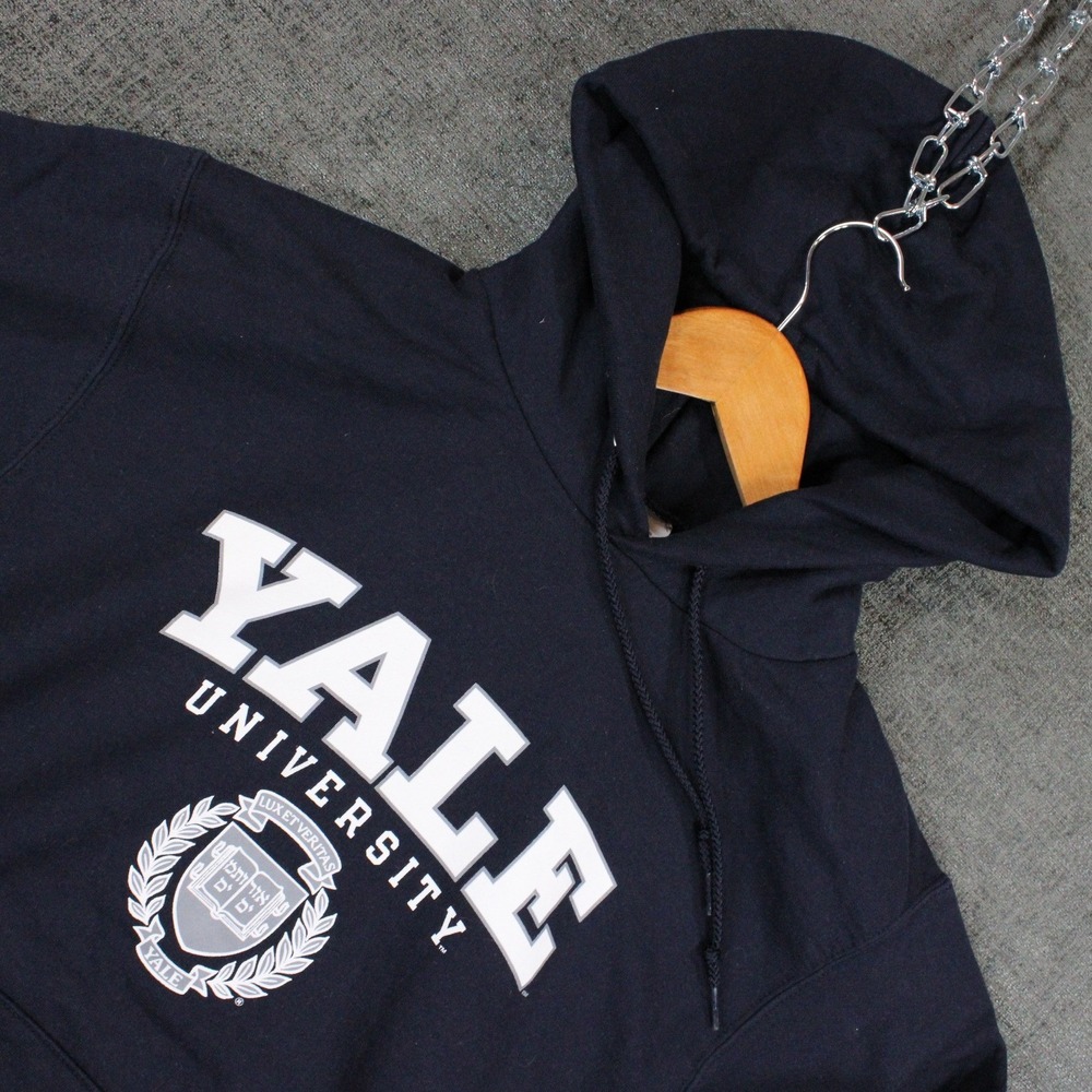 Champion Yale University Hoodie Navy Blue Mens Small Collegiate Sweatshirt 0999